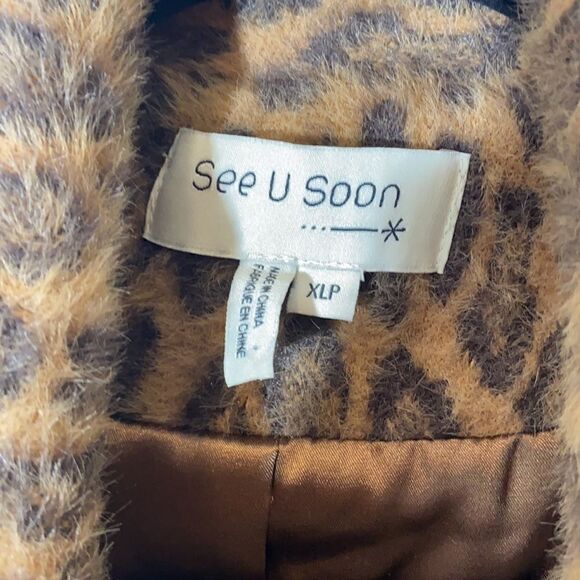 ANTHROPOLOGIE SEE U SOON LEOPARD PRINT FAUX FUR - Picture 10 of 11